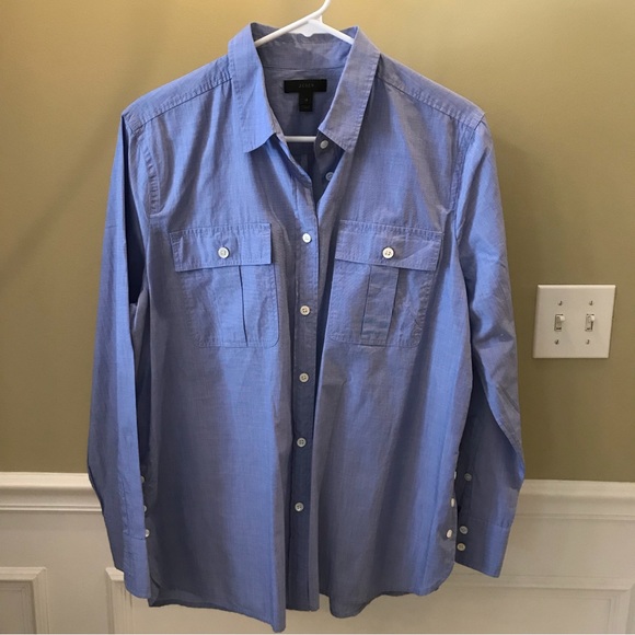 J Crew Long Sleeve Button up Shirt, Blue, size 12 - Picture 1 of 10
